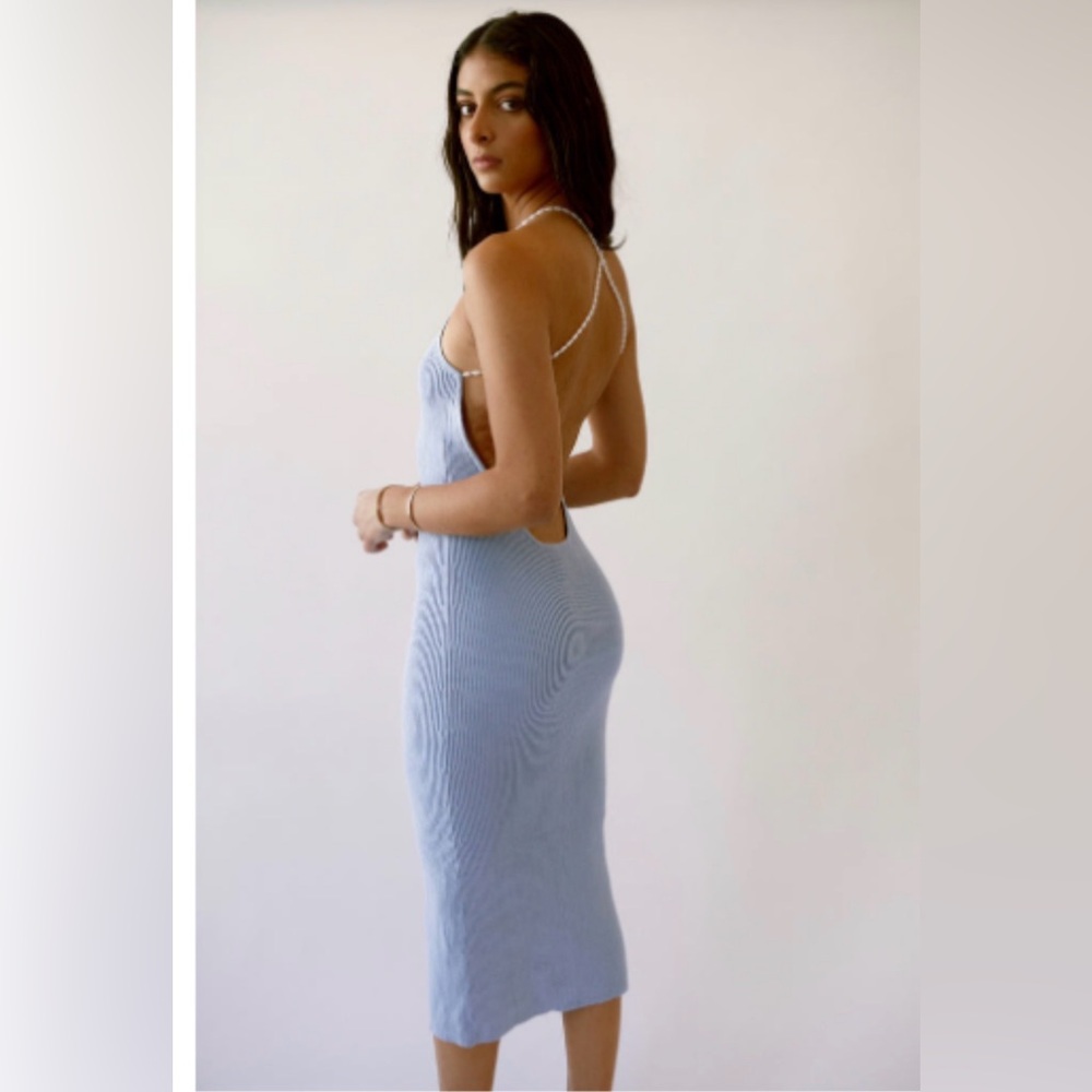 Musier Paris Light Blue Pearl Dress
